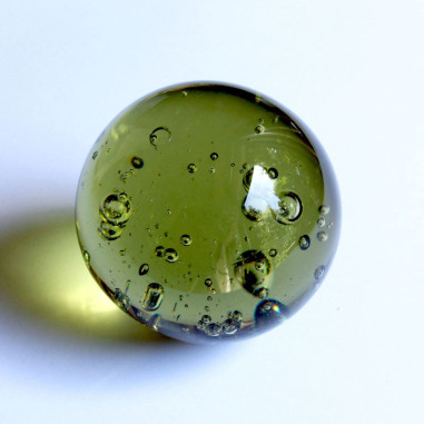 Glaskugel olive-gelb