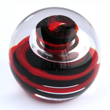 Briefbeschwerer Glas rot schwarz gross