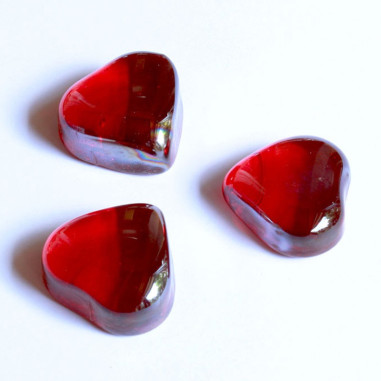Glas-Herzen rot irisierend