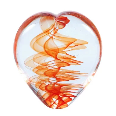 Briefbeschwerer Glas Herz roter Spirale 10cm