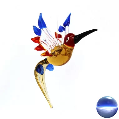Kolibri aus Glas gelb-blau-rot