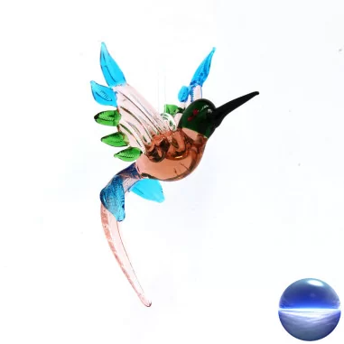 Kolibri aus Glas rosa-türkis-grün
