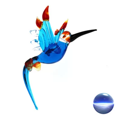 Kolibri aus Glas hellblau-rot-klar
