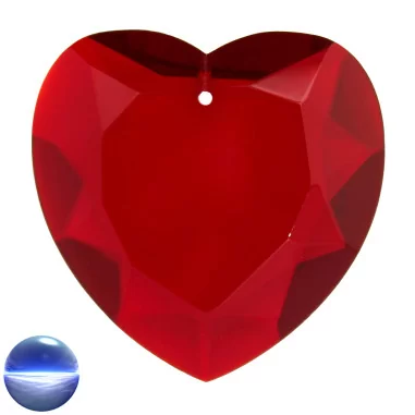 Glaskristall B - Herz flach 50mm rot