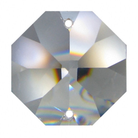 Facettierte Glaskristalle Octagon 2-Loch 28 mm B