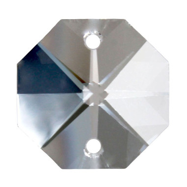 Facettierte Glaskristalle Octagon-Stern 2-Loch 12mm bleifrei B