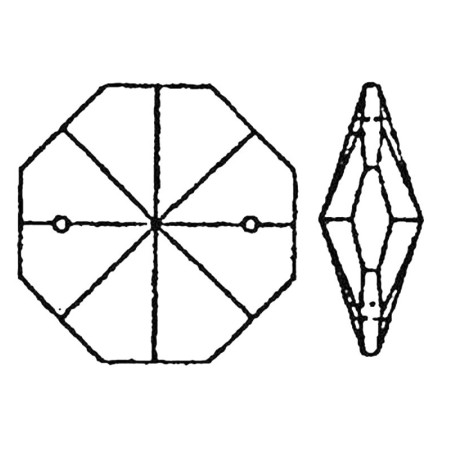 Facettierte Glaskristalle Octagon-Stern 2-Loch 14 mm bleifrei B