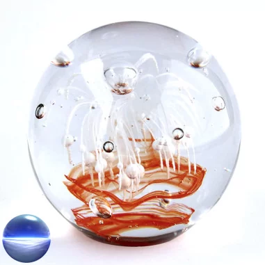 Briefbeschwerer Glas - orange weiss gross