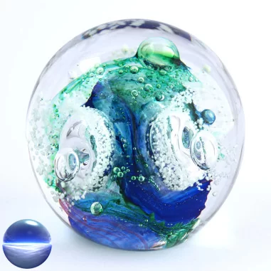 Briefbeschwerer Glas - grün blau weiss gross