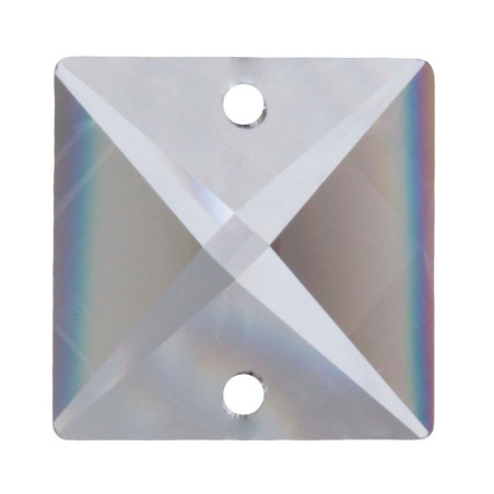 Facettierte Glaskristalle Quadrat 2-Loch 20 mm B